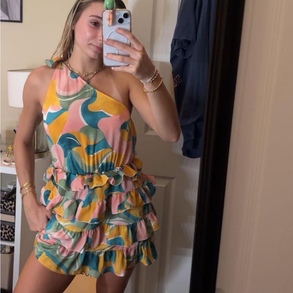 Colorful Ruffled Mini Dress
